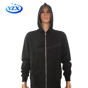 Sweat à <span class=keywords><strong>capuche</strong></span> 100 % coton pour hommes et femmes, <span class=keywords><strong>noir</strong></span>, en tissu épais 320 g/m², personnalisable avec logo transfert strass et fermeture éclair intégrale, idéal pour l'automne – Vente en gros directe usine - Product Image 5