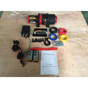 Cabrestante para ATV de 12V con Cable de Acero Eléctrico, Control Remoto Inalámbrico, Montaje Atornillable, Color Rojo - Product Image 1