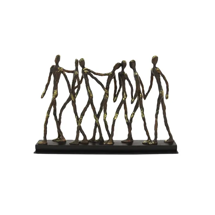 Arte moderno abstracto resina 7 amigos antiguo bronce figura escultura
