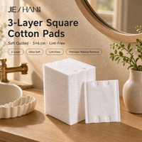 Disques de coton carrés 5x6cm, 3 couches, sans fluorescent, pour le démaquillage et les soins du visage, avec boîte en PP