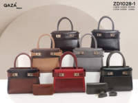 Sac à main de luxe QAZA tendance 2026 en cuir PU huilé rétro pour femme, ensemble sac à bandoulière vintage et portefeuille, mode luxe 2025