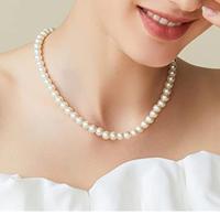 Collier ras de cou en perles de coquillage simulées rondes blanches de 4 mm à 8 mm, collier de perles tendance pour femmes