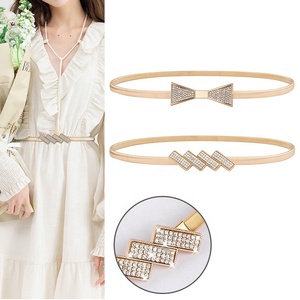 Cinturones de <span class=keywords><strong>Cadena</strong></span> Metálica Elástica Plateada y Dorada de Moda, Cinturón Delgado de Lujo <span class=keywords><strong>para</strong></span> Mujer, Cinturón de <span class=keywords><strong>Cadena</strong></span> Brillante <span class=keywords><strong>para</strong></span> Vestido - Product Image 5