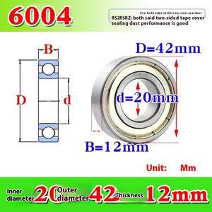 Roulement à grande vitesse 6004ZZ 2RS 2RZ Roulement à billes à gorge profonde <span class=keywords><strong>Diamètre</strong></span> intérieur 20mm <span class=keywords><strong>Diamètre</strong></span> <span class=keywords><strong>extérieur</strong></span> 42mm Épaisseur 12mm Domestique - Product Image 6
