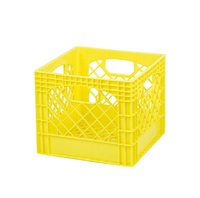 Caisse à lait en plastique robuste de 16 quarts, empilable, ventilée, panier de rangement, conteneur de transport pour supermarché et entrepôt