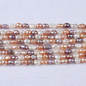 Perles d'eau douce naturelles Zhuji 8-9 mm, perles lâches à deux faces, trou droit, couleur mixte, forme baroque irrégulière - Product Image 4