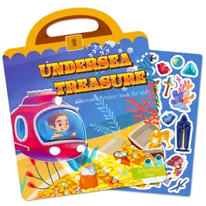 Tesoro submarino DIY para niños, educación temprana para niños, interacción entre padres e hijos, puede pegar repetidamente un libro de pegatinas de gelatina