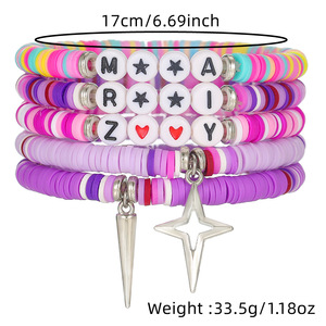 Fashion <b>Beaded</b> <b>Bracelets</b> Colorful Letter Heart Pendant Set Gift Jewelry - Product Image 4