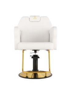 Sillón de Barbería de Lujo Blanco y Dorado, Silla Hidráulica Giratoria con Reposapiés <span class=keywords><strong>para</strong></span> Peluquería y Estilismo - Product Image 2