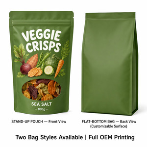 Sacs d'emballage alimentaire en plastique personnalisés pour chips <span class=keywords><strong>de</strong></span> légumes, avec fenêtre ovale transparente, refermables, à fermeture éclair, à fond plat, pour snacks <span class=keywords><strong>de</strong></span> légumes cuits - Product Image 4