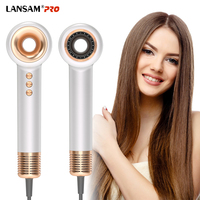 Sèche-cheveux électrique professionnel LANSAM PRO haute vitesse, technologie ionique, plastique, utilisation extérieure, moteur DC 1400W-1600W, 4 réglages de vitesse, hôtel