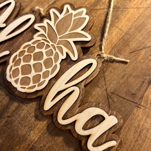 Estate hawaiana tropicale Luau forniture per feste <span class=keywords><strong>Aloha</strong></span> ananas cartello appeso in legno - Product Image 3