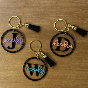 Portachiavi in plastica trasparente alla moda con forma personalizzata stampa in bianco e acrilico trasparente portachiavi portachiavi con nappa - Product Image 6