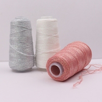 Fil métallique 100% polyester Lurex 350m, ruban creux, 50g, fil à tricoter écologique recyclé, idéal pour le tissage et la broderie