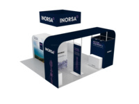 Stand de Exhibición Modular Portátil Estándar de 20x20 con Marco de Aluminio y Tela Tensada, con Diseño Personalizado