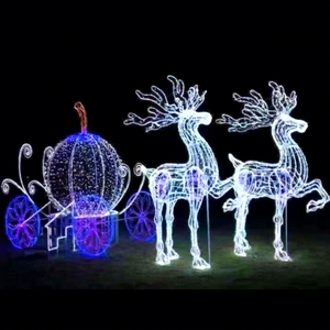 ไฟประดับรูปกวางเรนเดียร์ลากเลื่อน LED ขนาดใหญ่ สำหรับตกแต่งถนน สนามหญ้า และจุดแสดงสินค้าในเทศกาลคริสต์มาสกลางแจ้ง - Product Image 1