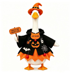 Winter Halloween <b>Witch</b> Goose Print Costume Set Pumpkin Bat Outfit Hat Cape Skirt Trick Treat <b>Sign</b> Statue Yard Garden Decor - Product Image 1