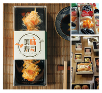 Boîte à sushi en bois jetable rigide biodégradable pour la vente à emporter, pâtisserie, dessert, boulangerie, tiramisu, gâteau, fromage, contenants alimentaires