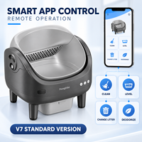 Bac à litière intelligent pour chat V7 4 kg ABS à ouverture supérieure, nettoyeur automatique avec module ionique négatif, capteurs radar et nivellement de la litière
