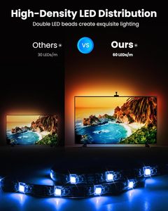 <b>Smart</b> RGB LED Strip <b>Lights</b> Compatible Bluetooth/WiFi App Music Sync for 55-65 Inch Black Alexa Google Home Integration - Product Image 5