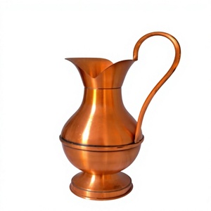 Pichet à eau en cuivre martelé avec couvercle 1,7 L, design classique, écologique, fait main AZ ENTERPRISES AZE-CP035 pour les mariages et les fêtes - Product Image 1