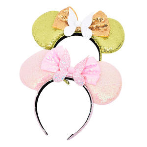 غطاء للرأس للفتيات اللطيفة على شكل أذن ميكي الكرتونية دعائم التصوير حبل شعر للحفلات محشو بترتر أذن فأر متألقة عصابة رأس على شكل أذن فأر - Product Image 4