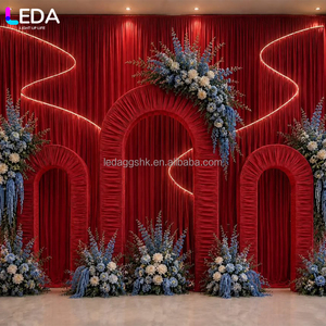 LEDA Nouvelle Arrivée Décoration Moderne pour Fêtes et Événements Support de Toile de Fond Arqué en Alliage d'Aluminium Kit de Toile de Fond en Maille Métallique pour Mariage - Product Image 1