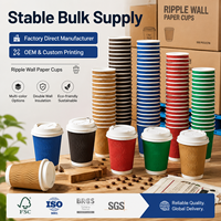 Vaso de Papel de Triple Pared Resistente al Calor y Anti-escaldaduras de 12oz y 16oz para Servicio de Bebidas de Lujo en Cafeterías de Alta Gama