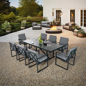 Juego de sillas de comedor de aluminio modernas de 8 piezas, muebles de exterior, mesa de comedor de Metal para patio, jardín, hoteles, patios, parques, escuelas, gimnasios - Product Image 1