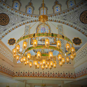 Proyecto de personalización Masjid, candelabro islámico, candelabro de iglesia de cristal con iluminación de Mezquita Dorada de lujo grande - Product Image 1