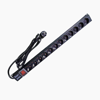12 prises Schuko sur un rail de montage unique, PDU 1U, 16A, 230V, type F CEE 7/3 DIN 49440, unité d'alimentation pour rack de serveur