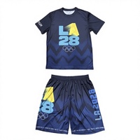 Conjunto Deportivo LA28 para Juegos 2028, Camiseta y Pantalones Cortos Unisex con Estampado Digital, Transpirable, 150GSM, Poliéster Ligero