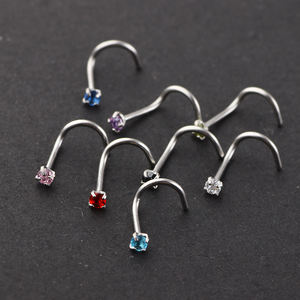 С украшением в виде кристаллов нос шпильки серебро, золото, розовое золото кольца носа хирургическая сталь ухо ювелирное изделие для тела, Сексуальная Пирсинг хрящ - Product Image 4