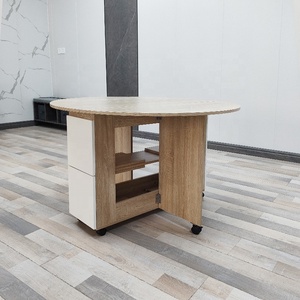 Table et chaise pliantes créatives Table basse ronde contemporaine en bois Table basse double pour salon - Product Image 3
