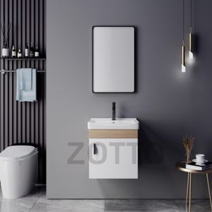 Meubles bon marché d'Amérique du Sud Petit <span class=keywords><strong>meuble</strong></span> de salle de bain en contreplaqué Ensemble de vanité Évier en céramique avec miroir Armoire en contreplaqué moderne - Product Image 5