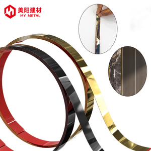 Đồ Nội Thất Gạch Phụ Kiện Kim Loại 8K Gương Vàng 0.3Mm Tự Dính Cạnh Phẳng Dải Thép Không Gỉ Trang Trí Dải - Product Image 2