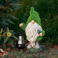 LED-Außenleuchte mit Laterne, Wasserdichte Solar-Harzfigur, Garten-Zwerg-Statue