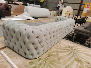 लिविंग रूम आधुनिक चेस्टरफील्ड लक्जरी सोफे टफ्टेड मखमली सोफा सेट फर्नीचर ऑनलाइन - Product Image 6