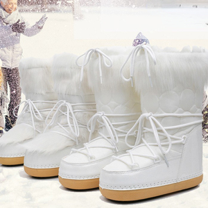 Waterproof New British <b>Fur</b> Winter Snow Warm <b>Fur</b> Removable Fashion Snow Boots for Women - Product Image 3