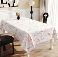 Nappe en PVC motif marbre tourbillonnant blanc, bleu et or, taille et couleur personnalisables, torchon de cuisine minimaliste imperméable et anti-taches