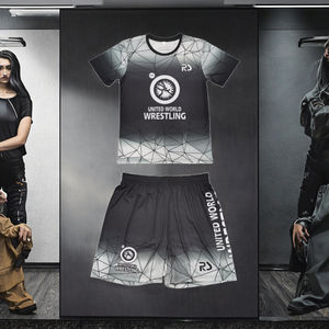 OEM 2025 personalizado de los hombres de 2 piezas BJJ conjunto de punto de lucha libre camisetas + pantalones cortos de sublimación completa de tamaño internacional ropa de artes marciales - Product Image 4