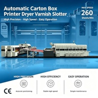 Machine d'impression de carton ondulé 1224 avec transfert par aspiration, séchage de vernis 5+1 couches, rainurage, découpe et impression