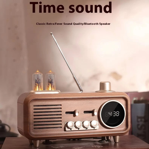 Vofull Rétro Réveil en Bois <span class=keywords><strong>Radio</strong></span> Haut-Parleur Rechargeable 1500mhA Batterie AS32 TWS <span class=keywords><strong>Radio</strong></span> Portable TF Meilleur <span class=keywords><strong>Radio</strong></span> Rétro Vintage - Product Image 2