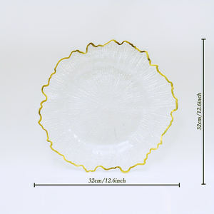 طبق شاحن ذهبي أكريليك شفاف 13 بوصة، طبق زفاف مزخرف، أطباق شاحن بلاستيكية ذهبية للمناسبات والحفلات - Product Image 6