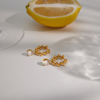 Pendientes Colgantes de Acero Inoxidable con Circonita Blanca, Textura Lujosa, Vibrante y Radiante, para el Día de San Valentín, Cita Romántica