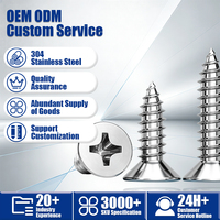304 Stainless Steel GB846 Phillips Countersunk Flat Head Self-Tapping Screws ST2.2-ST5.5 Cross Drive Fasteners Grade A2 Bright