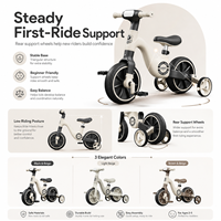 Appy Baby 3 en 1 Vélo d'équilibre pour enfants, cadre en acier, pneus gonflables, selle en cuir, jouet à roulettes pour tout-petits de 1 à 5 ans