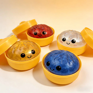 Juguete Blandito de Baozi con Purpurina, Juguete Sensorial de Rebote Lento, Pelota Antiestrés Portátil con Forma de Bollo al Vapor para Adultos - Product Image 3