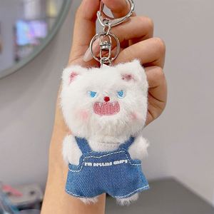 Furry Cat Plush Doll <b>Keychain</b> Cute Black & White Pet Bag Pendant Small Gift for Cat Lovers (Soft Stuffed Animal Charm) - Product Image 6