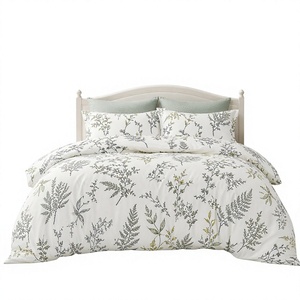 Juego de Ropa de Cama de Algodón con Diseño Botánico, Color Verde Salvia y Blanco, para B&B, Envío Directo desde la UE, Polonia - Product Image 1
